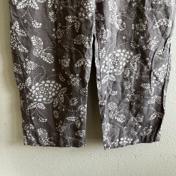 Columbia Women's Taupe Floral Print Cropped Linen Pants Size 8 Style AL8518 - Picture 2 of 10